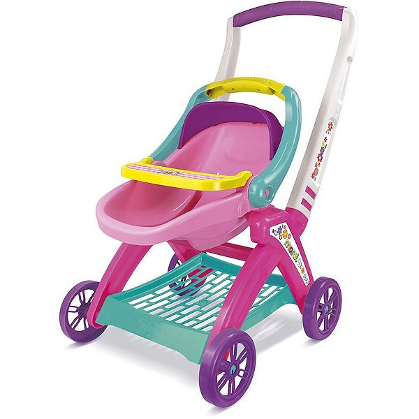 Carrinho de boneca 3 em 1 rosa - maral (unidade)
