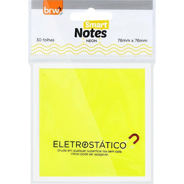 Bloco de recado autoadesivo eletrostatico 76x76 am.neo 30f - brw (blister)