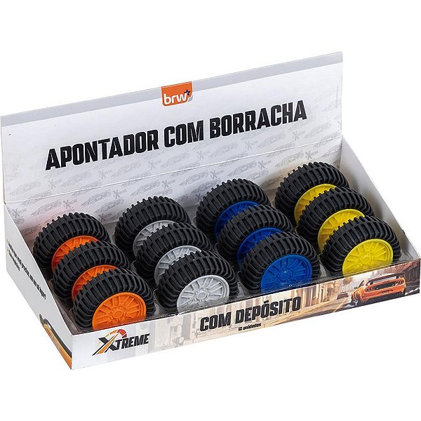 Apontador com deposito xtreme c/borracha 4cores - brw (dp.c/12)