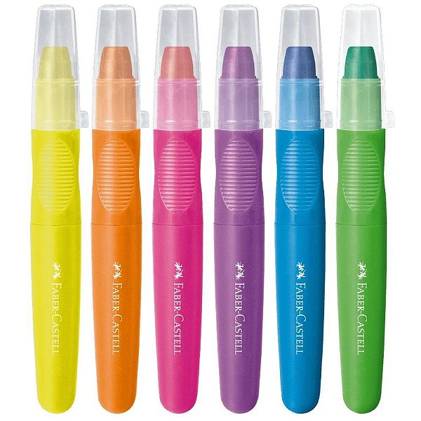Giz de cera jumbo 6 cores supermacio neon l.crea - faber-castell (cx.c/12)