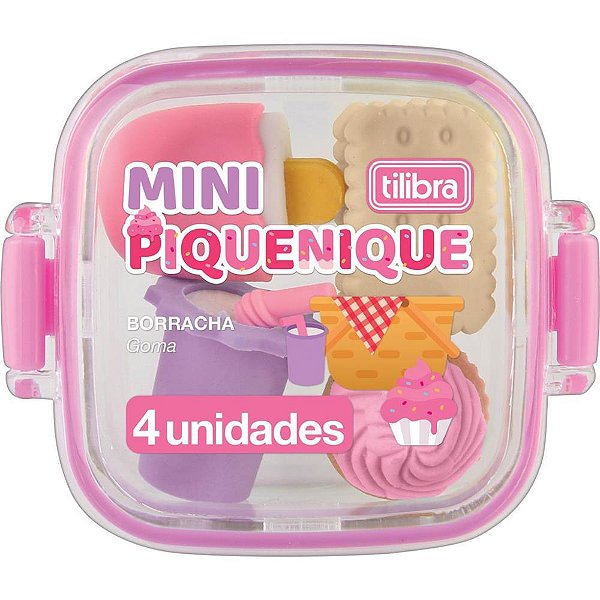 Borracha decorada mini piquinique c/4 (sortido) - tilibra (unidade)