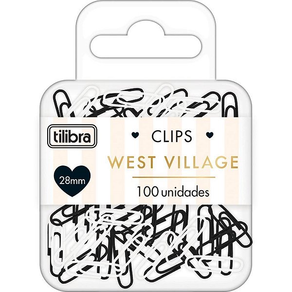 Clipe colorido west village pt/br 28mm 100un. - tilibra (blister)