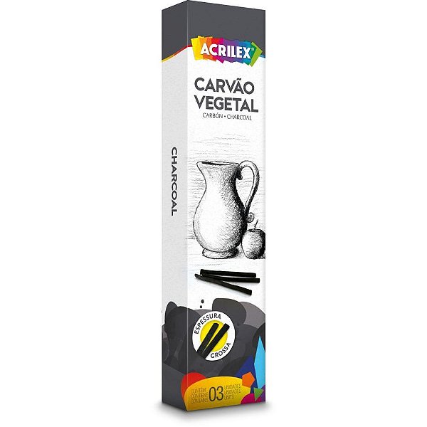 Carvao para desenho vegetal grosso - acrilex (pct.c/6)