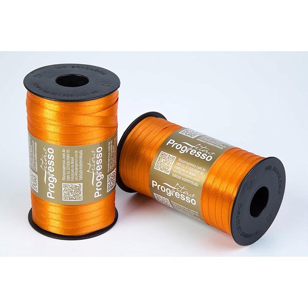 Fita de cetim 4mm 100m. laranja duplo t900 - fitas progresso (unidade)