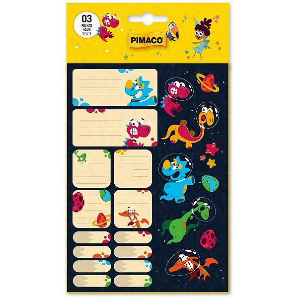 Etiqueta escolar astro dino 3fls - pimaco (cartela)