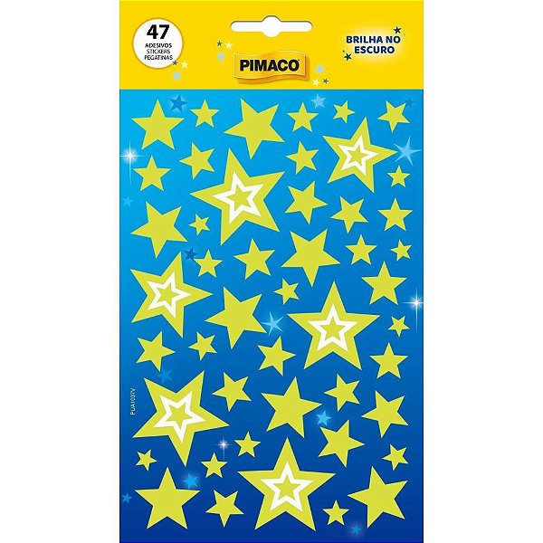 Adesivos decorados estrela brilha escuro 47 etiq - pimaco (cartela)