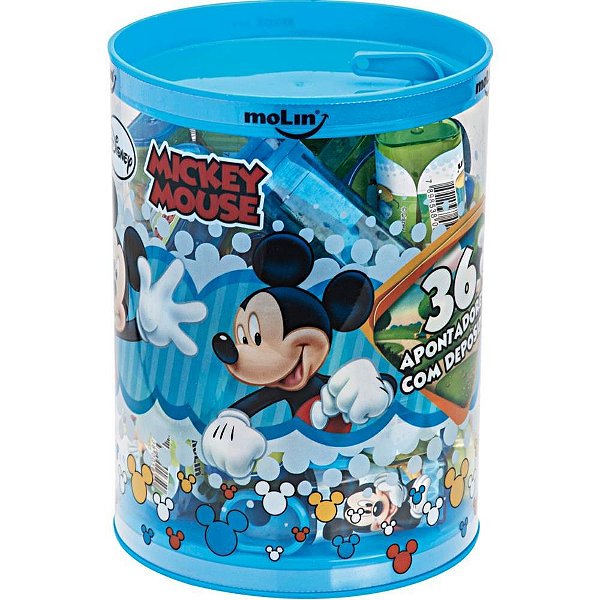 Apontador com deposito decor. mickey (s) - molin (pote-36)