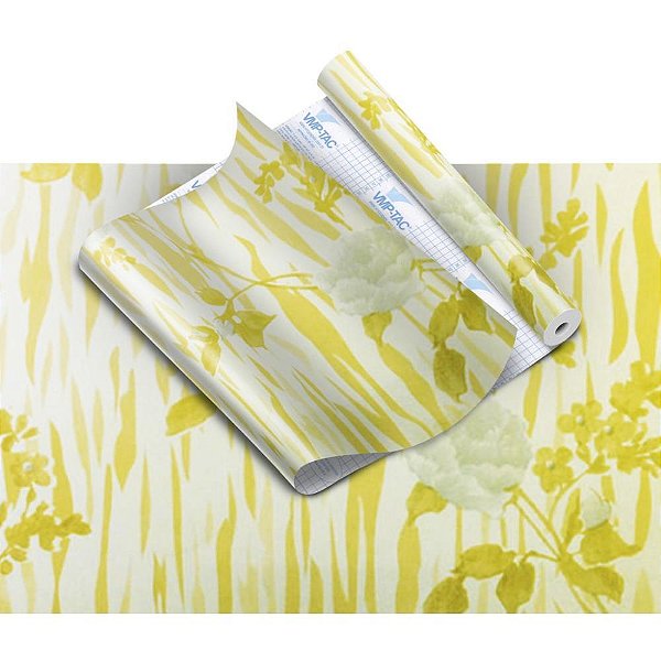 Plastico adesivo 45cmx10m floral bege - v.m.p. (rolo)