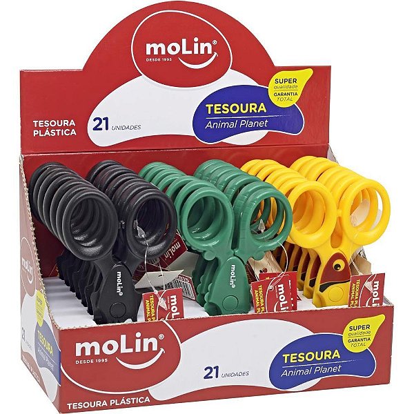 Tesoura animal planet 3mod. plástica - molin (dp.c/21)