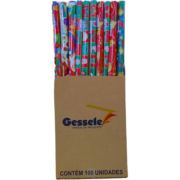 Papel presente natal 100x60cm. natal (sortido) - gessele (dp.c/100)