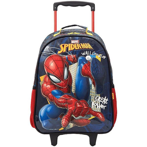 Mochila infantil com rodinha spider-man x1-b md - xeryus (unidade)
