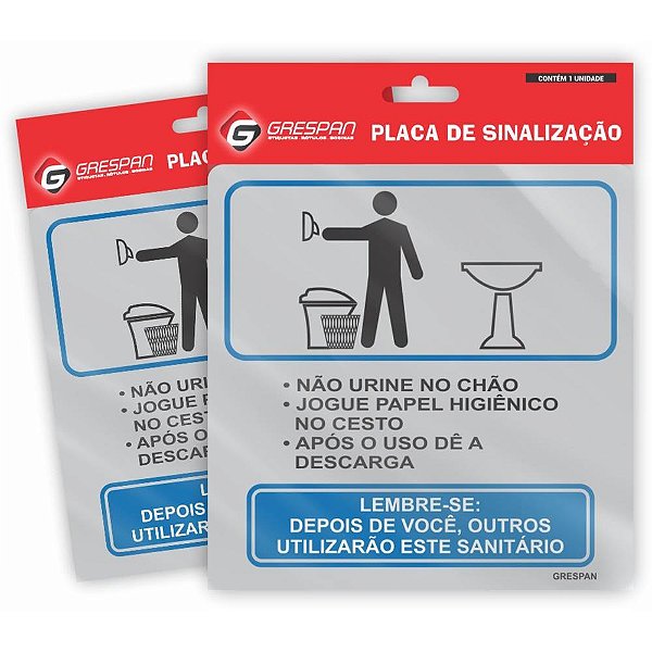 Placa de sinalizacao regras w/c masculino 15x15cm. - grespan (pct.c/05)