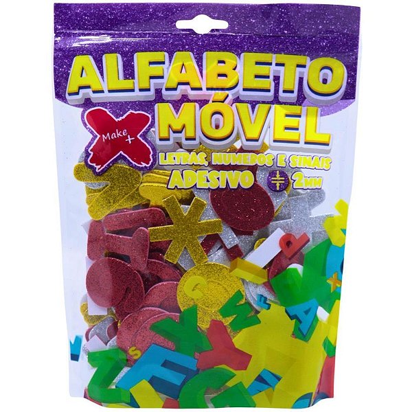 Material didatico eva alfabeto glitter 4cmx2mm 150pc - make+ (pacote)