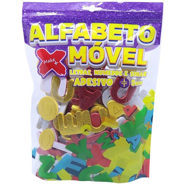 Material didatico eva alfabeto glitter 4cmx5mm 150pc - make+ (pacote)