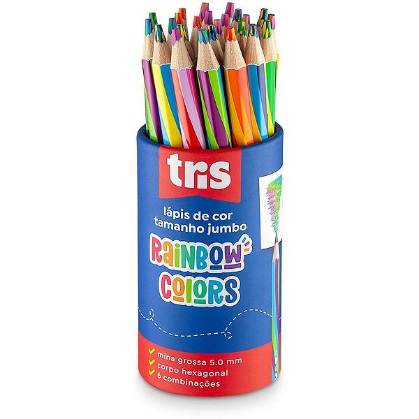 Lapis de cor jumbo tris rainbow 6 combinacoes cor - summit (pote-24)