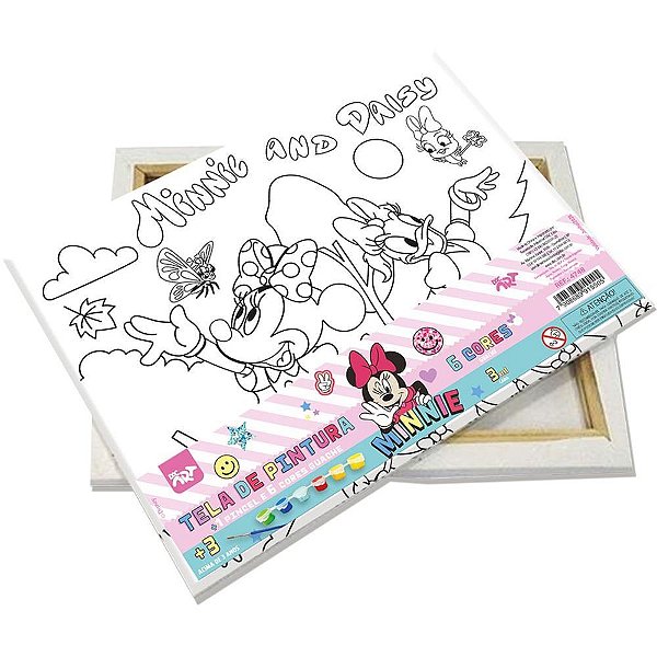 Brinquedo para colorir minnie tinta guache c/tela - dac (kit)
