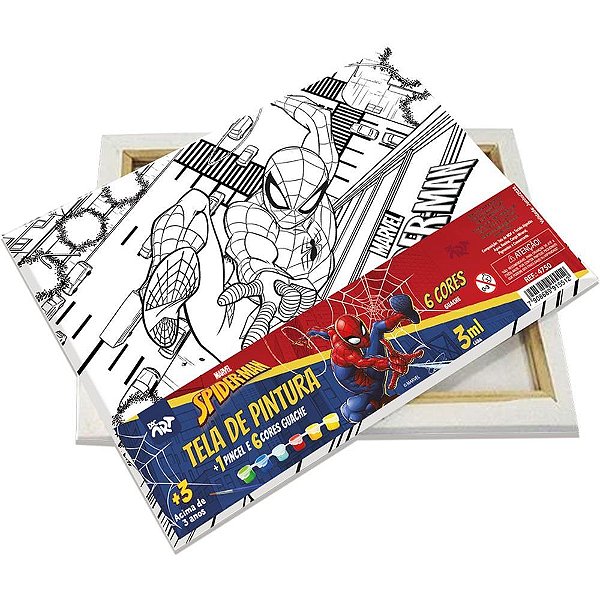 Brinquedo para colorir spider-man tinta guache c/tela - dac (unidade)
