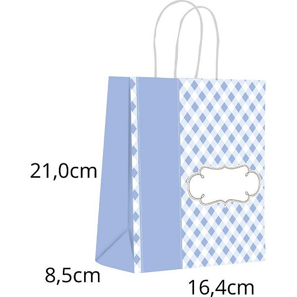Sacola para presente decorada baby azul p 16,4x21x8,5cm - scrity (pct.c/10)