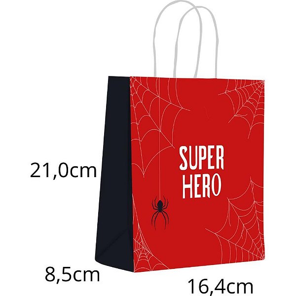 Sacola para presente decorada infantil aranha p 16,4x21x8,5c - scrity (pct.c/10)