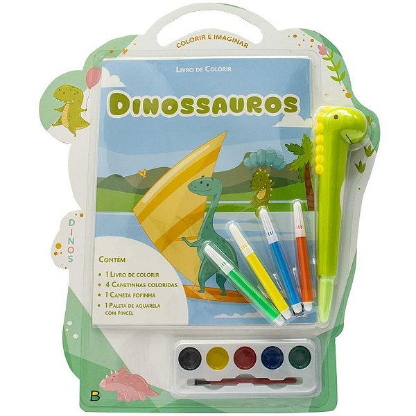 Livro infantil colorir dinossauro kit c/07 peças 16pg - todolivro (unidade)