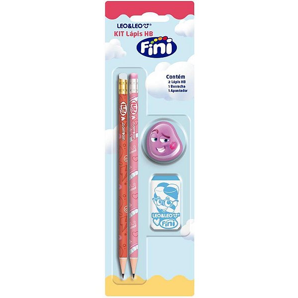 Kit escolar fini hb c/04 pecas - leonora (blister)