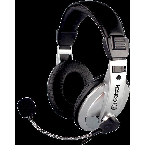 Fone de ouvido com microfone headset grande prata - mercoriental (unidade)