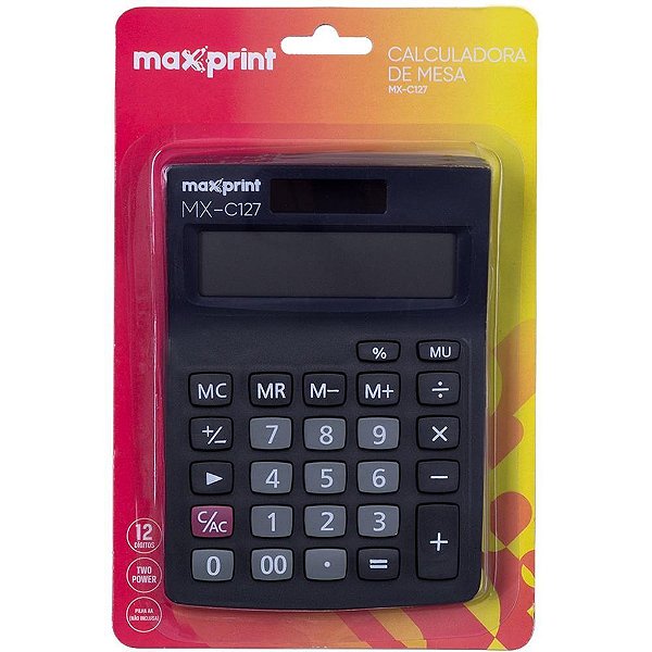 Calculadora de mesa 12 dig mx-c127 preto - maxprint (unidade)