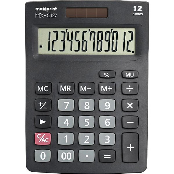 Calculadora de mesa 12 dig mx-c127 preto - maxprint (unidade)