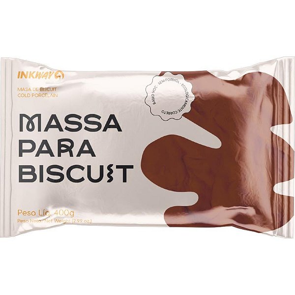 Massa de porcelana fria biscuit 400g marrom terra - ink way (unidade)