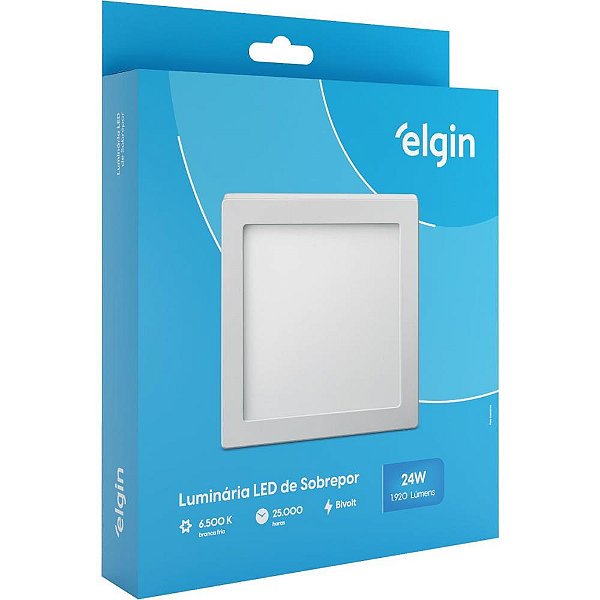 Luminaria led quadrada 24w sobrepor 6500k pr - elgin (unidade)
