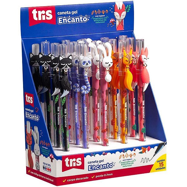 Caneta gel tris encanto c/chaveiro 5cores - summit (dp.c/15)