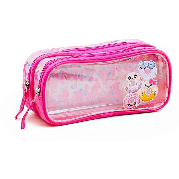 Estojo duplo stweet donuts retangular (sortido) - kit (unidade)