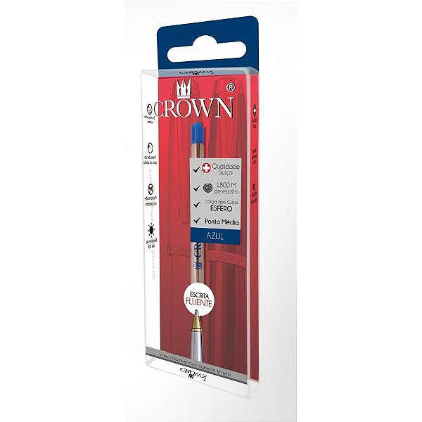 Carga caneta esferografica parker azul bl.c/01 - crown (blister)