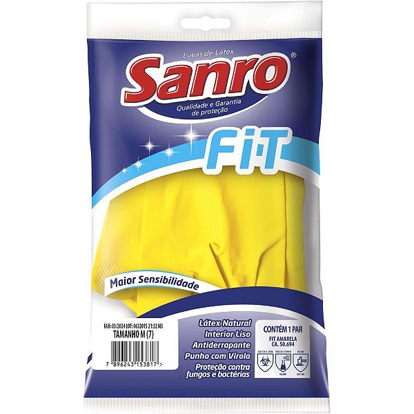 Luva sanro fit amarela xgrande - sao roque (par)