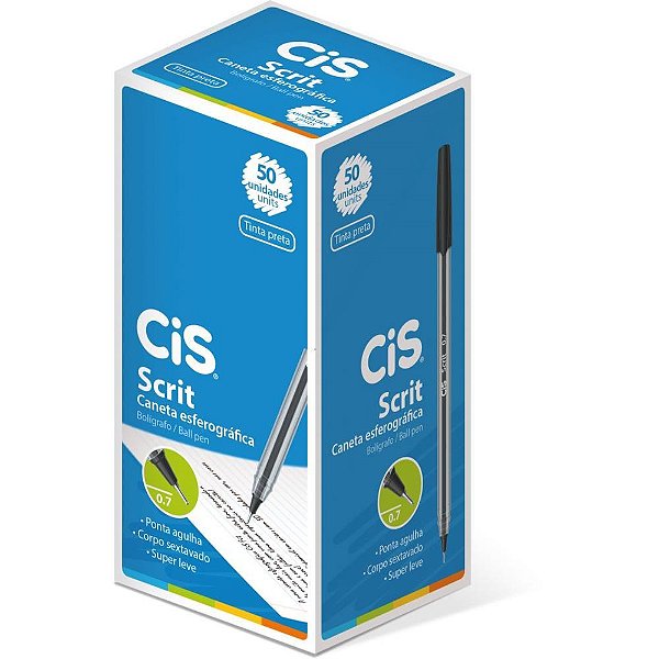 Caneta esferografica cis scrit 0,7mm preta - sertic (cx.c/50)
