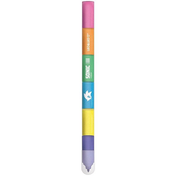 Caneta hidrografica sonic de encaixe 6 cores - leonora (estojo)