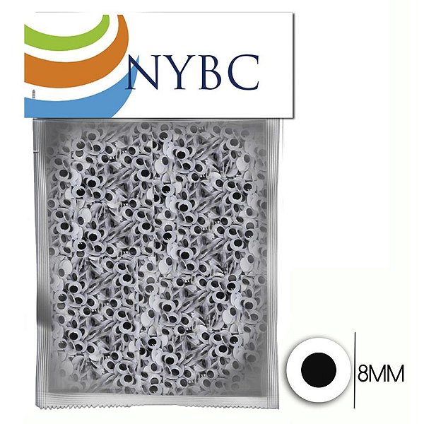 Artesanato olho movel 8mm preto - nybc (pct.c/100)