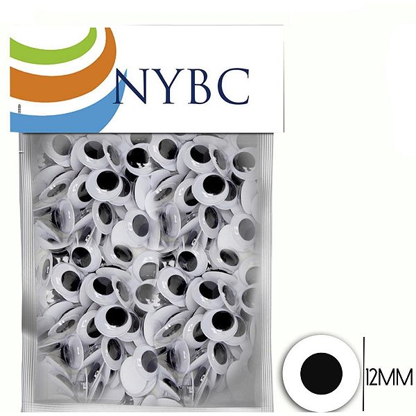Artesanato olho movel 12mm preto - nybc (pct.c/100)