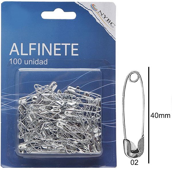 Alfinete seguranca n.2 prata c/100unid. - nybc (pct.c/06)