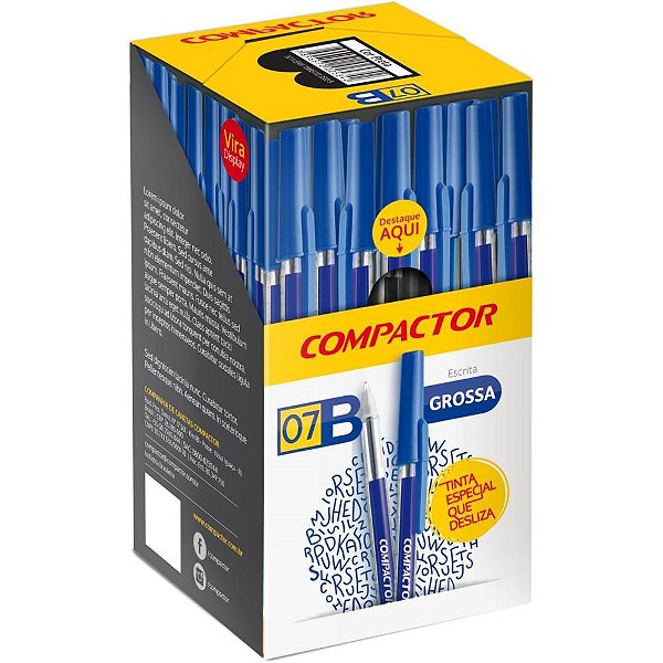 Caneta esferografica 1.2mm b preta - compactor (cx.c/50)