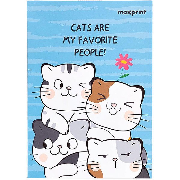 Caderno a5 gatinhos mod1 60fls 15x21cm - maxprint (unidade)
