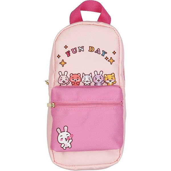 Estojo duplo kawaii mochilinha fun day lona - contact (unidade)