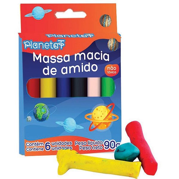 Massa para modelar 6 cores amido - v.m.p. (pct.c/12)