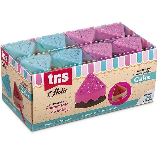 Apontador com deposito tris cake 2 cores - summit (dp.c/24)