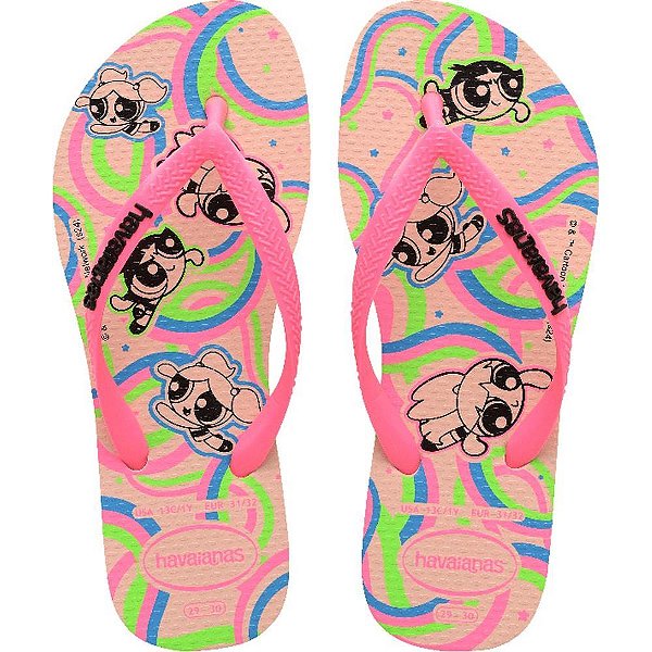 Chinelo havaianas infantil powerpuff slim kids 25/6 rosa - havaianas (par)