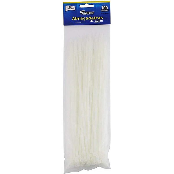 Abracadeira nylon branca 3,6x250mm - western (pct.c/100)