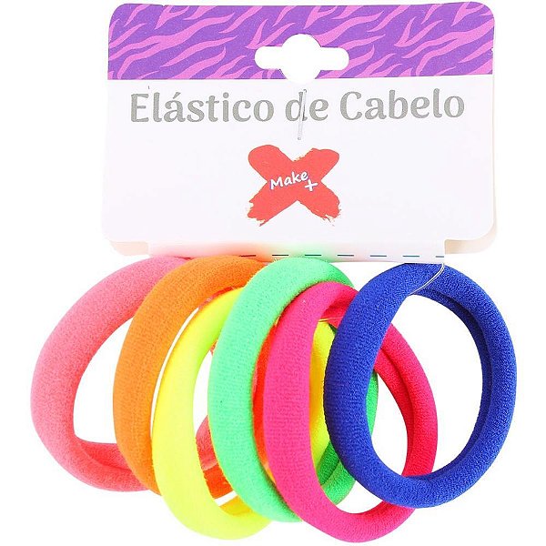 Acessorio para cabelo elastico colorido 3cm bl.c/6un - make+ (pct.c/12)