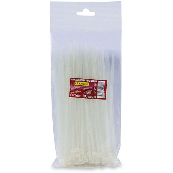 Abracadeira nylon branca 4,88x200mm. - force line (pct.c/100)