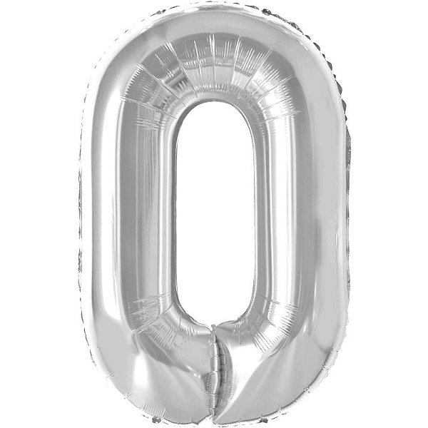 Balao metalizado numero 0 prata 40cm - make+ (unidade)