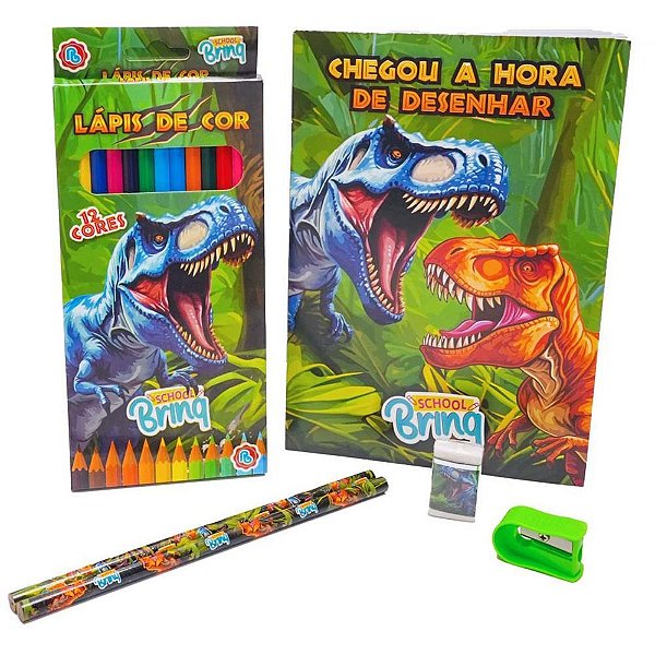 Kit escolar dino/gamer colorir (s) - polibrinq (kit)